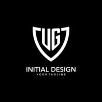 ug monogramma iniziale logo con pulito moderno scudo icona design vettore