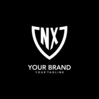 nx monogramma iniziale logo con pulito moderno scudo icona design vettore