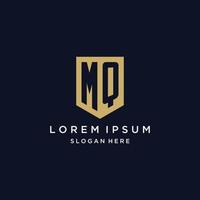 mq monogramma iniziali logo design con scudo icona vettore