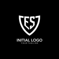 es monogramma iniziale logo con pulito moderno scudo icona design vettore