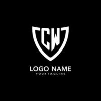 cw monogramma iniziale logo con pulito moderno scudo icona design vettore