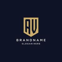 av monogramma iniziali logo design con scudo icona vettore