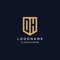 dh monogramma iniziali logo design con scudo icona vettore