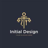 zy iniziale monogramma logo con scala e pilastro stile design vettore