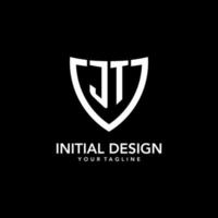 jt monogramma iniziale logo con pulito moderno scudo icona design vettore