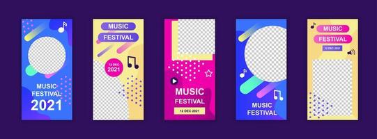 modelli modificabili per festival musicali impostati per storie sui social media vettore