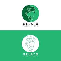 ghiaccio crema gelato logo disegno, dolce morbido freddo cibo, vettore marca azienda prodotti