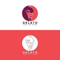 ghiaccio crema gelato logo disegno, dolce morbido freddo cibo, vettore marca azienda prodotti