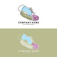 design del logo delle scarpe da ginnastica, illustrazione vettoriale di calzature giovanili di tendenza, semplice concetto funky