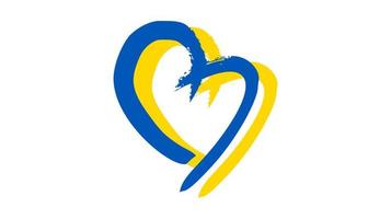 mano disegnato cuore nel ucraino colori. grunge giallo e blu scarabocchio cuore su bianca sfondo. vettore illustrazione