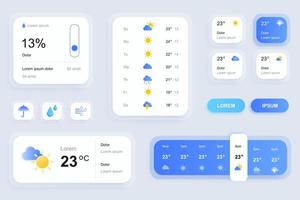 elementi gui per l'app mobile per le previsioni del tempo vettore