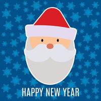 nuovo anno saluto carta con Santa Claus su blu sfondo con fiocchi di neve. vettore