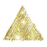 d'oro dipingere mano disegnato luccicante triangolo su un' bianca sfondo. sfondo con oro scintille e luccichio effetto. vuoto spazio per il tuo testo. vettore illustrazione