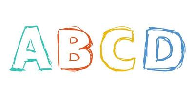 mano disegnato latino alfabeto lettere abc. maiuscolo moderno font e carattere tipografico. multicolore simboli su bianca sfondo. vettore illustrazione.