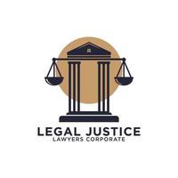 legale giustizia società logo design ispirazioni, greco tempio con bilancia vettore illustrazioni