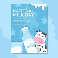 nazionale latte giorno manifesto piatto cartone animato mano disegnato modelli illustrazione vettore