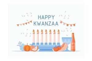 illustrazione di contento Kwanzaa saluti per celebrazione di africano americano vacanza Festival di raccolto, piatto vettore moderno illustrazione