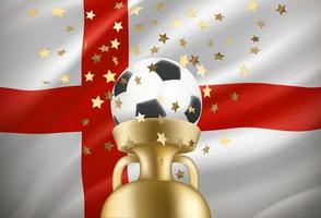 inglese è il vincitore di il gioco. calcio palla con d'oro premio e nazionale bandiera. 3d vettore illustrazione