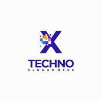 X pixel lettera logo design modello, pixel tecnologia logo simbolo concetto vettore