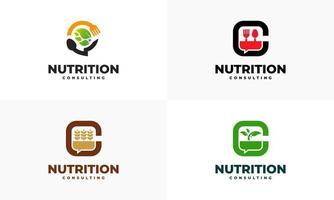 nutrizione consulenza logo disegni concetto vettore, cibo parlare logo disegni modello, icona simbolo vettore