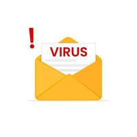 il Busta ha aperto con malware. anti-malware Software. un e-mail con malware. vettore illustrazione.