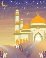 ritratto sfondo design con moschea Visualizza nel il pomeriggio vettore