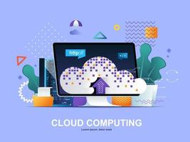 concetto piatto di cloud computing con sfumature vettore