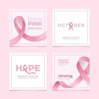 set di carta di consapevolezza del cancro al seno vettore