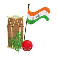 cartoni animati di emblemi del giorno dell'indipendenza dell'india vettore