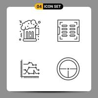 4 nero icona imballare schema simboli segni per di risposta disegni su bianca sfondo 4 icone impostato vettore