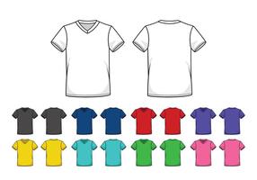 Set di modelli di camicie colorate con scollo a V vettore