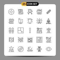 25 nero icona imballare schema simboli segni per di risposta disegni su bianca sfondo 25 icone impostato creativo nero icona vettore sfondo