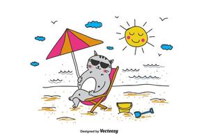 Cat In A Deckchair Vector