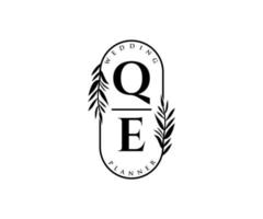 qe iniziali nozze monogramma loghi collezione, mano disegnato moderno minimalista e floreale modelli per invito carte, Salva il Data, elegante identità per ristorante, boutique, bar nel vettore