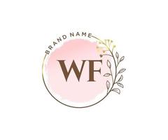 iniziale wf femminile logo. utilizzabile per natura, salone, terme, cosmetico e bellezza loghi. piatto vettore logo design modello elemento.