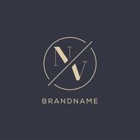 iniziale lettera nv logo con semplice cerchio linea, elegante Guarda monogramma logo stile vettore