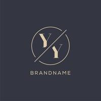 iniziale lettera yy logo con semplice cerchio linea, elegante Guarda monogramma logo stile vettore