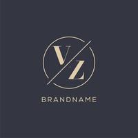 iniziale lettera vz logo con semplice cerchio linea, elegante Guarda monogramma logo stile vettore