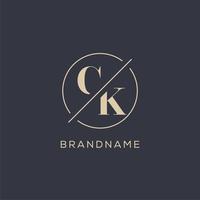 iniziale lettera ck logo con semplice cerchio linea, elegante Guarda monogramma logo stile vettore