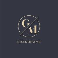 iniziale lettera gm logo con semplice cerchio linea, elegante Guarda monogramma logo stile vettore