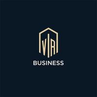 vr iniziale monogramma logo con esagonale forma stile, vero tenuta logo design idee ispirazione vettore