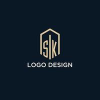 sk iniziale monogramma logo con esagonale forma stile, vero tenuta logo design idee ispirazione vettore