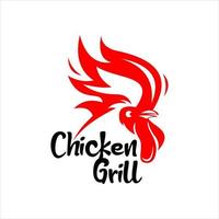 pollo griglia barbecue logo bar design vettore
