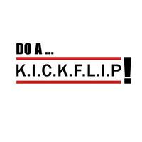 fare un' kickflip tipografia lettering adatto per abbigliamento design particolarmente per entusiasta skateboard t camicia, felpa, maglione, girocollo o nulla e anche spillo, manifesto, magnete e etichetta. vettore