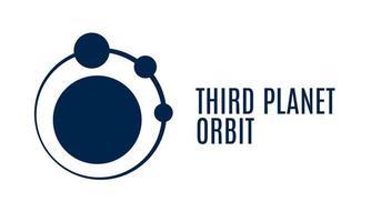 astratto pianeta con cerchio orbita, piatto logo design. persone in giro il mondo vettore