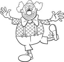 cartone animato circo clown comico personaggio colorazione pagina vettore