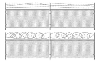 griglia recinto con spinato filo. Due segmenti rabitz vettore