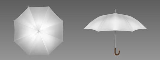 realistico bianca ombrello davanti e superiore Visualizza vettore