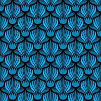 nero senza soluzione di continuità vettore arte nouveau sfondo con leggero blu fiori