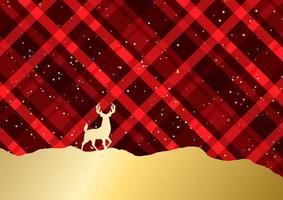 Natale sfondo con oro cervo contro un' plaid stile design vettore